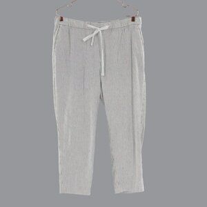 Banana Republic Hayden Linen Pants Womens L White Black Lagom Coastal Grannycore